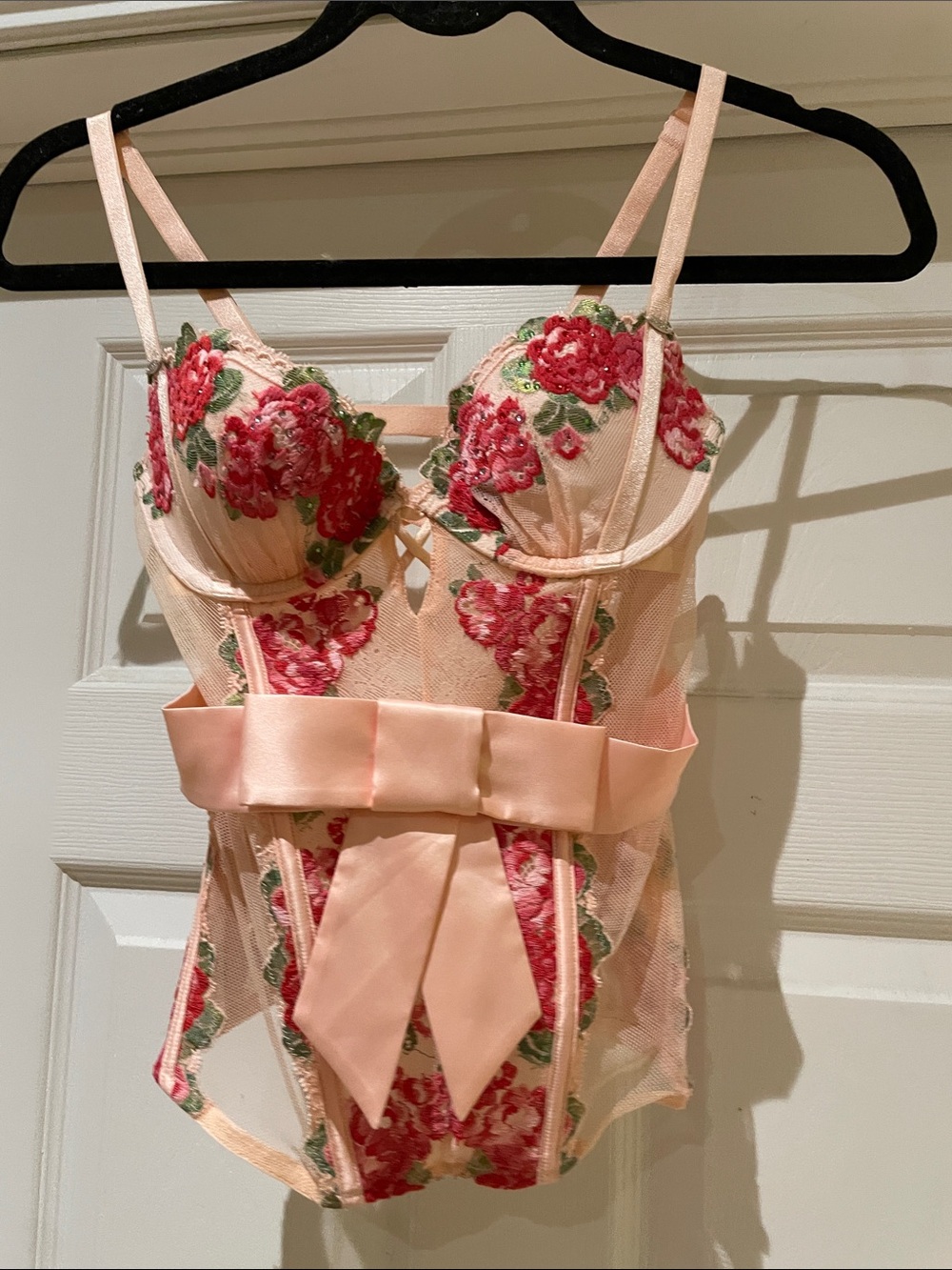 Victoria's Secret Blush Floral Embroidered Lace Corset BalletCore Coquette 35B
